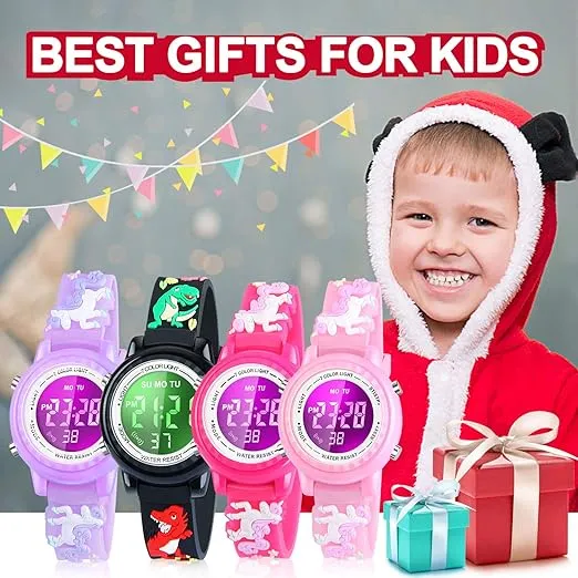 Waterproof LED Kids Watches with Alarm - Kids Toys Gifts for Girls Age 3-10