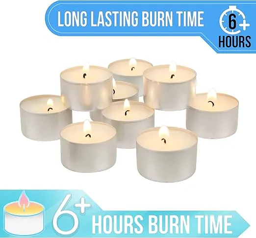 Stonebriar 300 Pack Unscented Tea Light Candles with 6-7 Hour Extended Burn Time, White, 300 Count