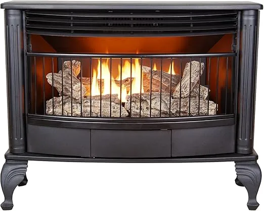 ProCom QNSD250RT Vent Free Dual Fuel Stove, Freestanding Fireplace and Indoor Space Heater, Use with Natural Gas or Liquid Propane, Remote Control, Heats up to 1,100 Square Feet, 25,000 BTU