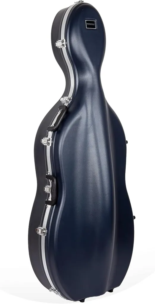 Crossrock CRA860CEFBL ABS Molded Cello Case with Wheels in Blue- For Both 4/4 Size and 3/4 Size