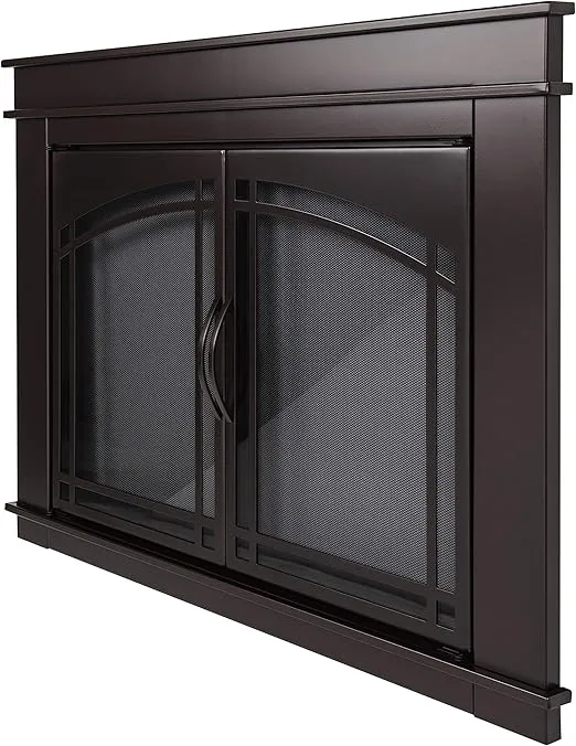 Pleasant Hearth FN-5701 Fenwick Fireplace Glass Door, Oil Rubbed Bronze, Medium