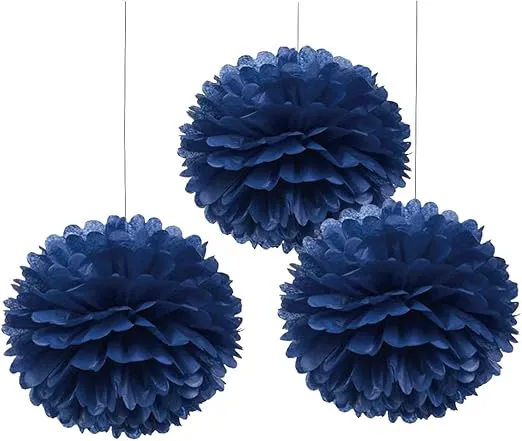 TopAAA 12pcs Tissue Paper Flower Poms Wedding Birthday Party Graduation Decorations of 10 inches (Royal Blue)