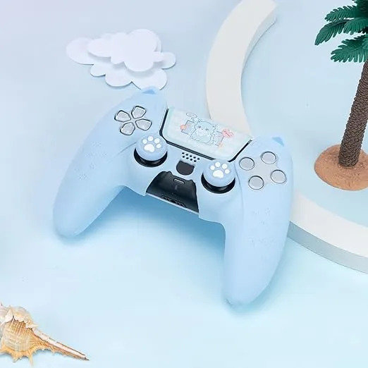 GeekShare Cat Paw PS5 Controller Skin Anti-Slip Silicone Skin Protective Cover Case for PS5 Wireless Controller (Blue)
