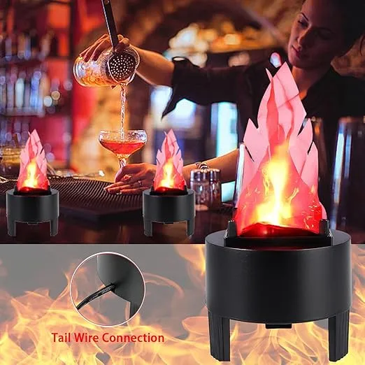 3D Fake Flame Lamp Light - 110V Artificial LED Effect Light Flickering Flame Table Campfire Lamp, Realistic Simulated Prop Flame Lamp for Christmas Halloween Stage Festival New Year Party Decoration