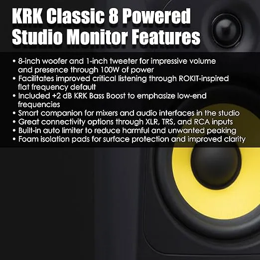 KRK Classic 8 Powered Two-Way Professional Studio Monitor