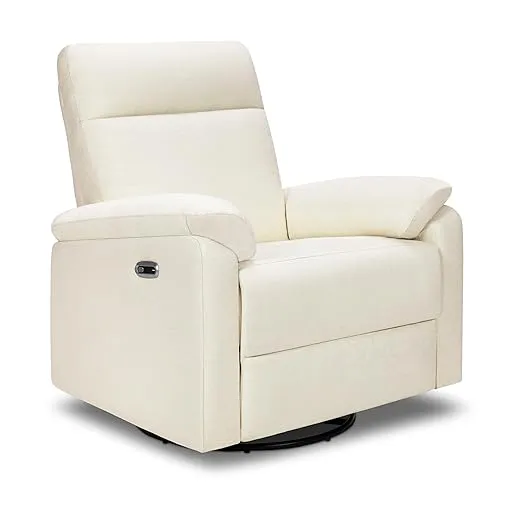 DaVinci Suzy Electronic Swivel Recliner with USB Port in Vanilla, GREENGUARD Gold & CertiPUR-US® Certified