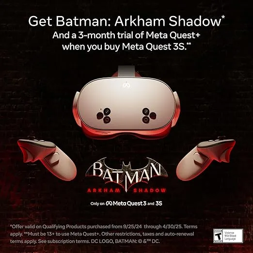 Meta Quest 3S 256GB — Get Batman: Arkham Shadow and a 3-Month Trial of Meta Quest+ Included — All-in-One Headset