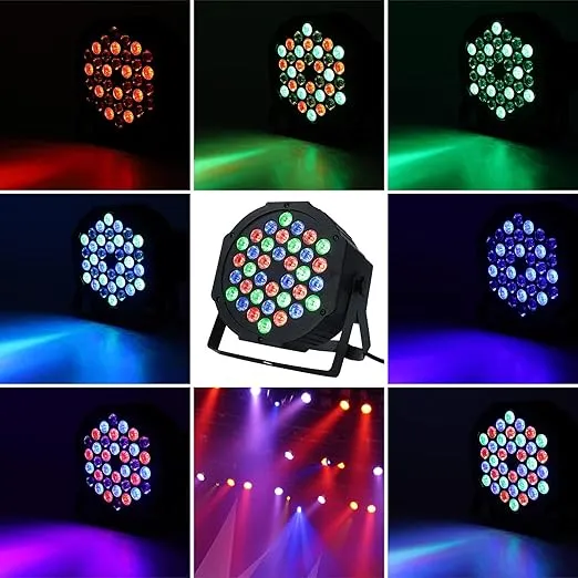 Dj Lights, 36 LED Par Lights Stage Lights with Sound Activated Remote Control & DMX Control, Stage Lighting Uplights for Wedding Club Music Show Christmas Holiday Party Lighting - 2 Pack