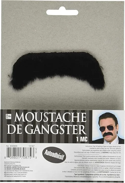 Good Fella Black Moustache - 1 Piece, Fits Most Teens and Adults - Perfect for Wacky Parties & Stage Performances