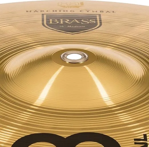 Meinl 16” Marching Cymbal Pair with Straps - Brass Alloy Traditional Finish - Made In Germany, 2-YEAR WARRANTY (MA-BR-16M)