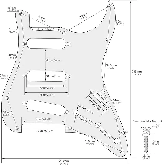 Banworks 4 Ply Strat SSS Pickguard 11-Hole Electric Guitar Pickguard Scratch Plate for USA/Mexican Modern Style Standard Stratocaster ST JT/HB-01 Blue Pearl