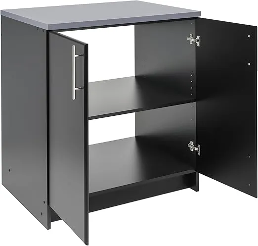 Prepac Elite 32" Storage Cabinet, Black Storage Cabinet, Base Cabinet, Bathroom Cabinet with 1 Adjustable Shelf 24" D x 32" W x 36" H, BEB-3236