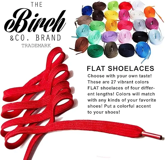 Birch Shoelaces in 27 Colors Flat 5/16" Shoe Laces in 4 Different Lengths