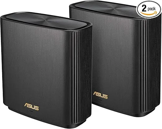 ASUS ZenWiFi AX Whole-Home Tri-band Mesh WiFi 6 System (XT8) - 2 pack, Coverage up to 5,500 sq.ft or 6+rooms, 6.6Gbps, WiFi, 3 SSIDs, life-time network security and parental controls, 2.5G port