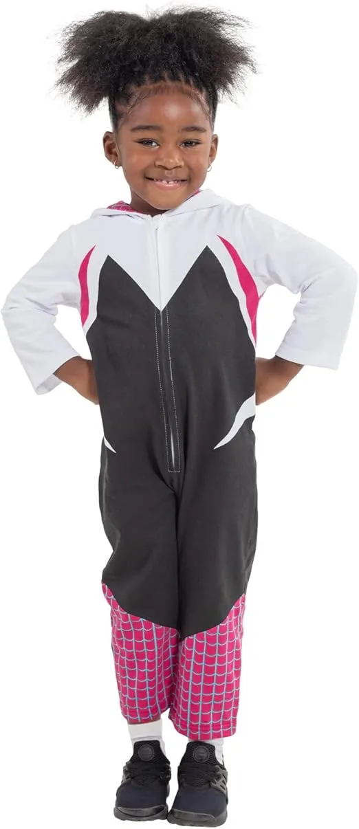 Marvel Spider-Man Spider-Gwen Ghost Spider Zip Up Cosplay Coverall Newborn to Little Kid