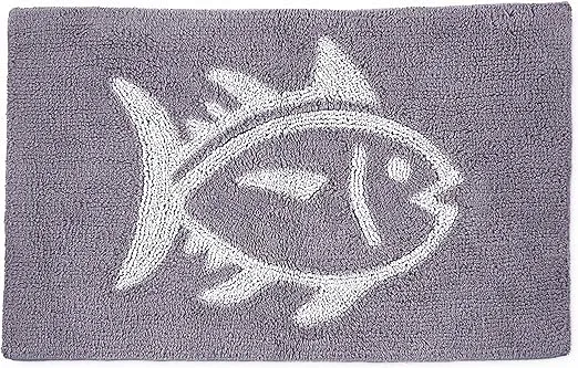 Southern Tide 7132578 Skipjack Cotton Reversible Absorbent 20-inch x 32-inch Bathroom Bath Rug, Gray