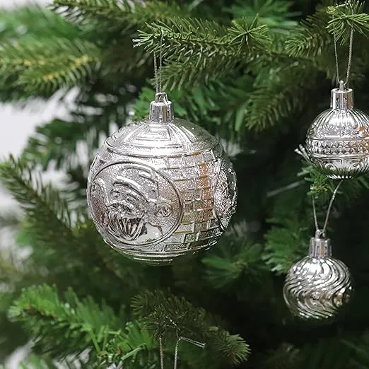 Christmas Ornaments Set with 36pcs Shatterproof Christmas Tree Decorations Multi-Size Christmas Ball Ornaments with 7 Styles Silver