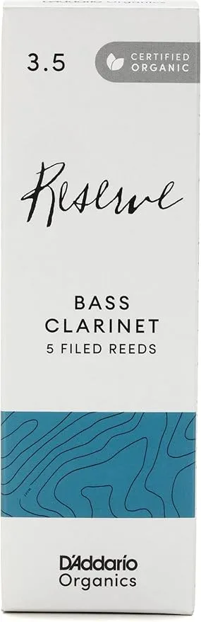 D’Addario Organic Reserve Bass Clarinet Reeds - Filed, Strength 3.5, 5-Pack