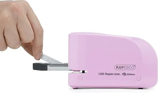 Rapesco 1451 626EL Automatic Electric Stapler USB/Battery, Candy Pink