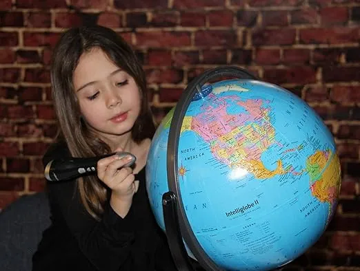 Replogle Globe For Children Interactive 12 Inch Talking World Globe With Stand,Learning Educational Toy4Kids For Classroom Kids Ages 4-8 & Decor