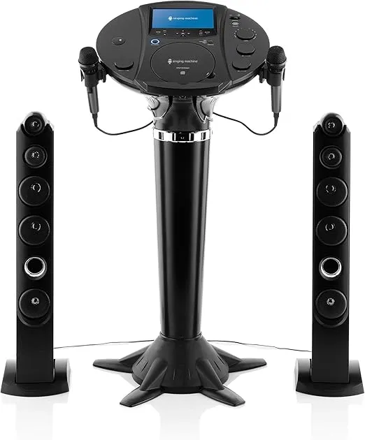 Singing Machine iSM1030BT Bluetooth Karaoke Pedestal, Karaoke Machine with Speakers, Black