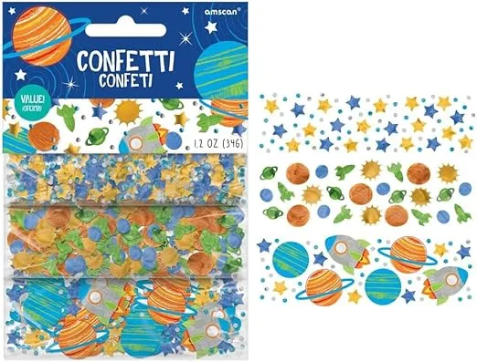 Multicolor Blast Off Birthday Foil & Paper Confetti - 1.2 oz. (1 Pack) - Perfect For Space-Themed Parties & Events