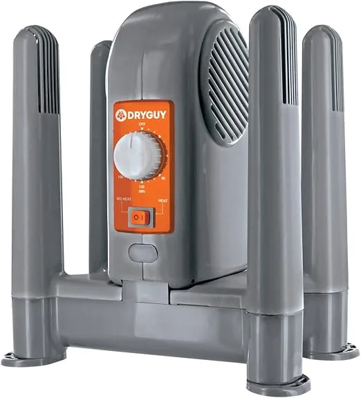 Force Dry DX - Shoe, Boot, Garment & Gear Dryer - Convection Heating with Quiet Forced-Air Central Blower - 4 Drying Ports w/2 Extensions - Dries in 1-3 Hours - Heat/No Heat Switch & 3-Hr Timer