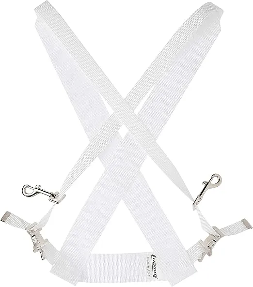 Ludwig LF350W White Parade Marching Bass Drum Sling | Marching Band Straps | for Band Practice, Concerts and Musical Events