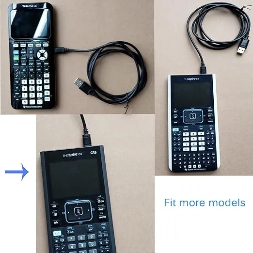 USB Charger Charging Cable Cord Compatible with TI-84 Plus CE Graphing Calculator, TI-84 Plus, TI-84 Plus C Silver Edition, TI 89 Titanium, TI Nspire CX/TI Nspire CX CAS Graphing Calculators