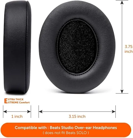 WC Wicked Cushions Replacement Ear Pads for Beats Studio 2 & 3 (B0501, B0500) Wired & Wireless | Does NOT Fit Beats Solo | Softer PU Leather, Enhanced Foam & Stronger Adhesive | Black