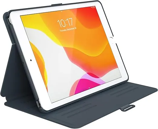 Speck Balance Folio Case for iPad 10.2 Inch (2019-2021) - Drop & Camera Protection, Slim Multi Range Stand, Apple Pencil Holder - Grey