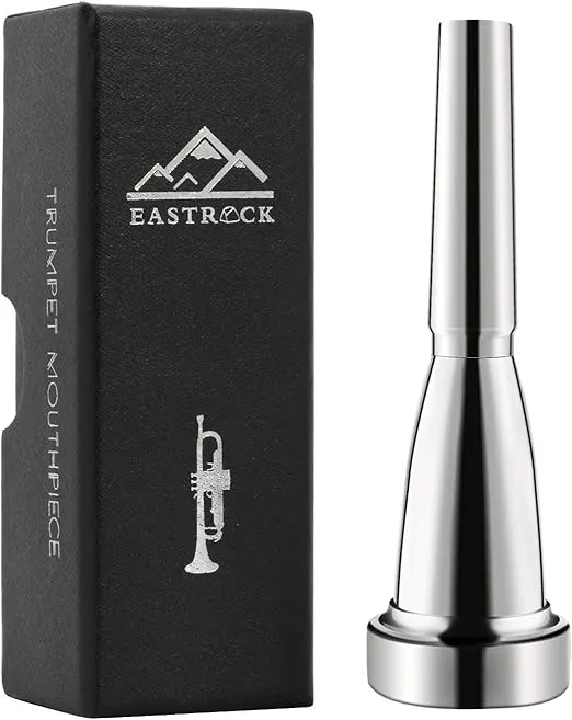 EASTROCK Trumpet Mouthpiece 3C Silver Plated Bullet Shape Vaccum Package