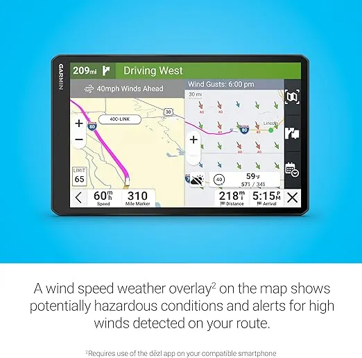 Garmin dēzl™ OTR1020, Extra-Large High-Res 10” GPS Truck Navigator, Custom Truck Routing, Satellite Imagery, Wind Speed, Community-Shared Loading Docks, Dual-Orientation Display