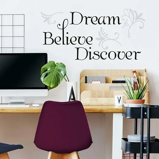 RoomMates RMK2082SCS Dream Believe Discover Quote Peel and Stick Wall Decals , 10 inch x 18 inch