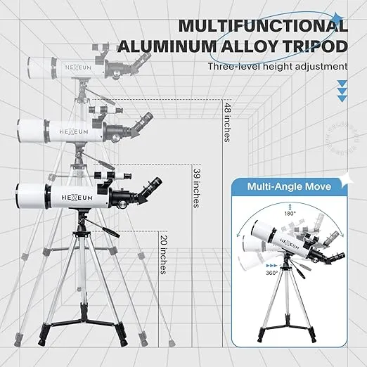 Telescope 80mm Aperture 600mm - Astronomical Portable Refracting Telescope Fully Multi-coated High Transmission Coatings AZ Mount with Tripod Phone Adapter, Wireless Control, Carrying Bag. Easy Set Up