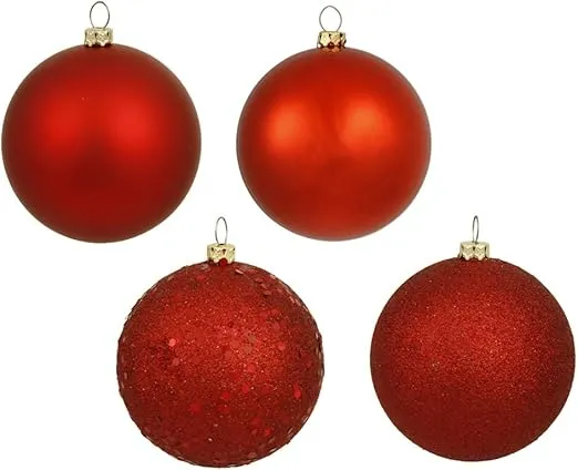 Vickerman 2.75" Red 4-Finish Ball Ornament Assortment, 20 per Box