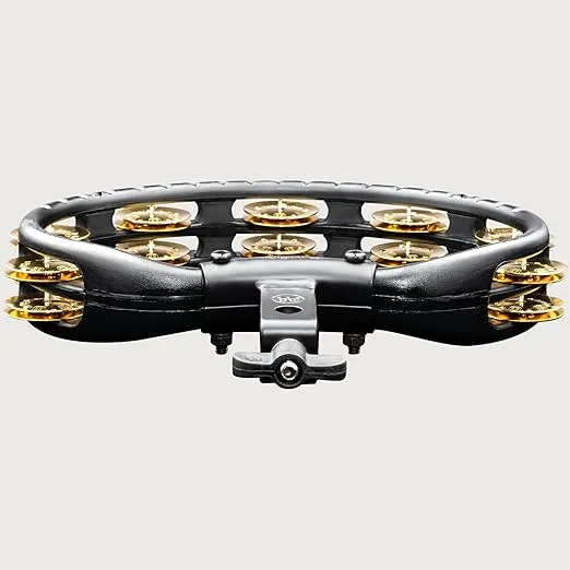 Meinl Percussion TMT2B-BK Mountable ABS Plastic Tambourine with Double Row Brass Jingles, Black