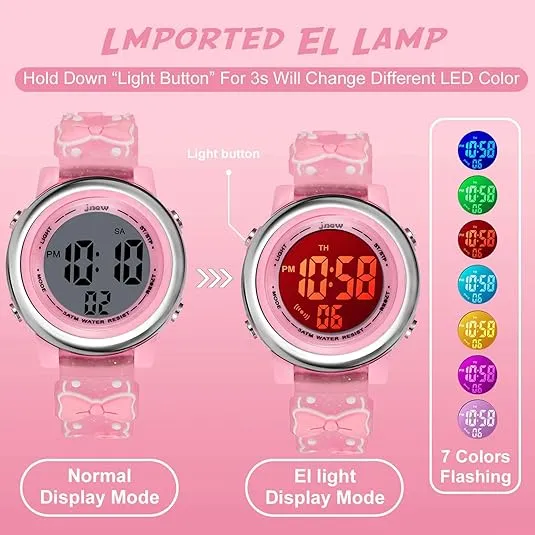 cofuo Kids Digital Sport Waterproof Watch for Girls Boys, Kid Sports Outdoor LED Electrical Watches with Luminous Alarm Stopwatch Child Wristwatch