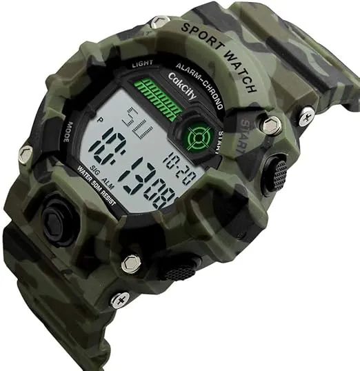 Boys Camouflage LED Sport Watch,Waterproof Digital Electronic Casual Military Wrist Kids Sports Watch with Silicone Band Luminous Alarm Stopwatch Watches