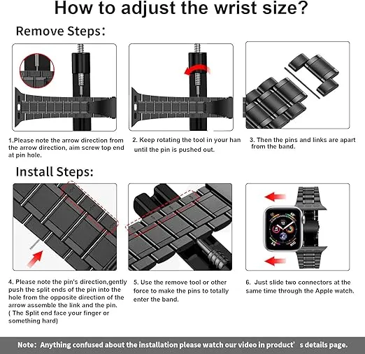 MioHHR Solid Stainless Steel Band Compatible with Apple Watch 45mm, Metal Strap with Soft TPU Case for iWatch Series 9 8 7 45mm Women and Men, Black