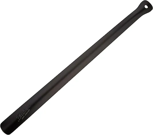 Florsheim Men's Long Shoe Horn, Black Metal Shoehorn, 21 inches