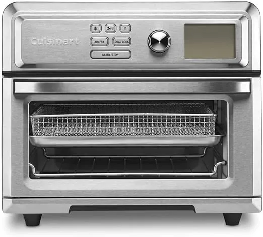 Cuisinart Air Fryer Toaster Oven, Digital Display, Digital 1800 Watt, Adjustable Temperature and Controls, Stainless Steel, TOA-65,Silver