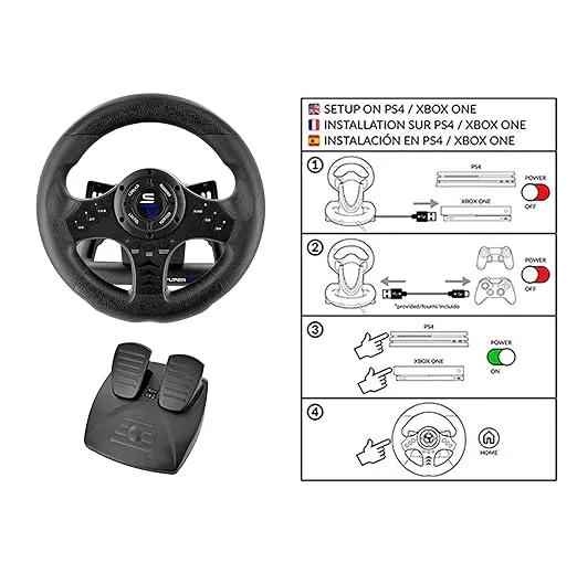 Superdrive SV450 racing steering wheel with Pedals and Shifters Xbox Serie X/S, Switch, PS4, Xbox One, PS3, PC (programmable for all games)