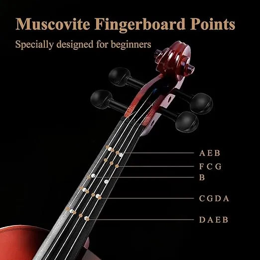 Eastar 1/4 Violin Set for Beginners, Fiddle Quarter Size with Hard Case, Rosin, Shoulder Rest, Bow, and Extra Strings (Imprinted Finger Guide on Fingerboard)， EVA-2