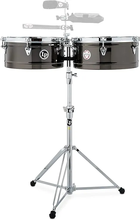 Latin Percussion Karl Perazzo Top-Tuning Timbales (LP1415-KP) Black Nickel