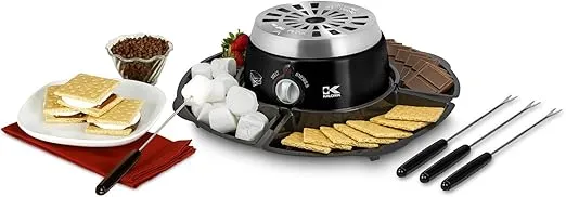 Kalorik 2-in-1 Smores Maker, with Chocolate Treat Fondue Melt Feature, Includes Fork and Tray Set, Stainless Steel