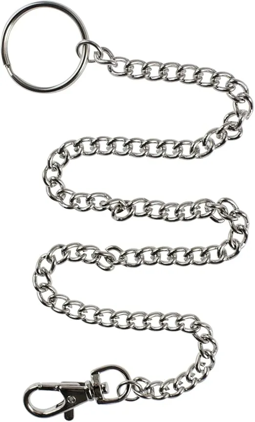 Super Z Outlet 16" Silver Nickel Plated Pocket Chain String with Lobster Claw Clasp Trigger Snap Handle for Belt Loop, Purse Handbag Strap, Keys, Wallet, and Traveling