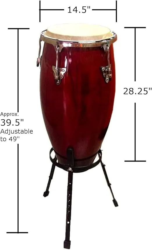 Conga Drum 11" + Stand - RED Wine -World Percussion New!