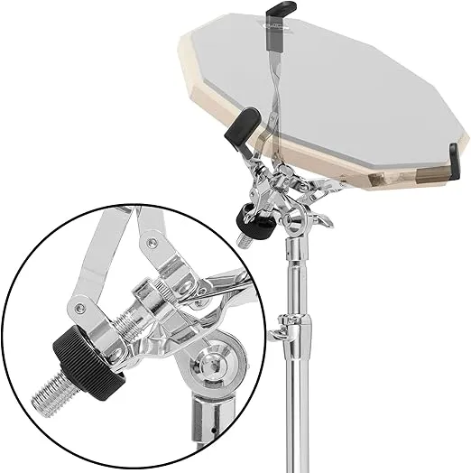 Ashthorpe Drum Practice Pad Set with Snare Stand, Gray - 12-Inch Double-Sided Silent Drum Pad Kit Includes Backpack Carrying Bag and Drumsticks