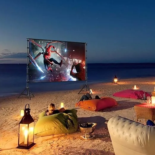 Projector Screen and Stand,Towond 120 inch Outdoor Projection Screen, Portable 16:9 4K HD Rear Front Movie Screen with Carry Bag Wrinkle-Free Design for Home Theater Backyard Cinema